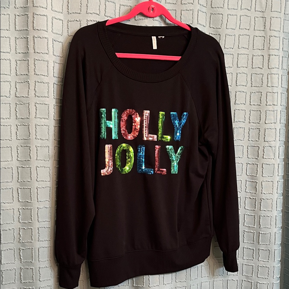 Cato Black Sweater with Colorful Sequin Letters